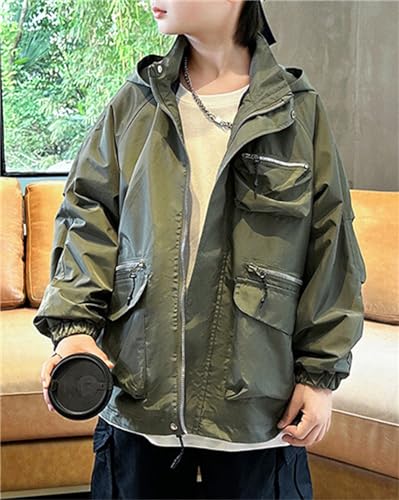 Cromoncent Boys Polar Fleece Lined Outdoor Jacket Hooded Outerwear with Pockets4