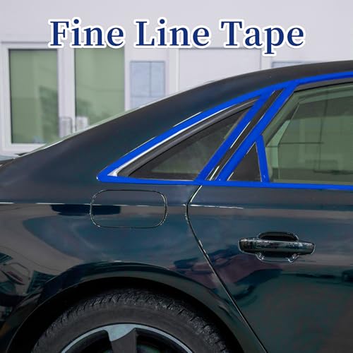 Image of 4 Rolls Fine Line Tape, Multi-Size Vinyl Fineline Pinstripe Tapes, 2 Roll 1 /4 in x 36 yd and 2 Roll 1 /8 in x 36 yd Fineline Masking Tapes, Flexible Pinstripe Tape for DIY Car Auto Paint Art, Blue
