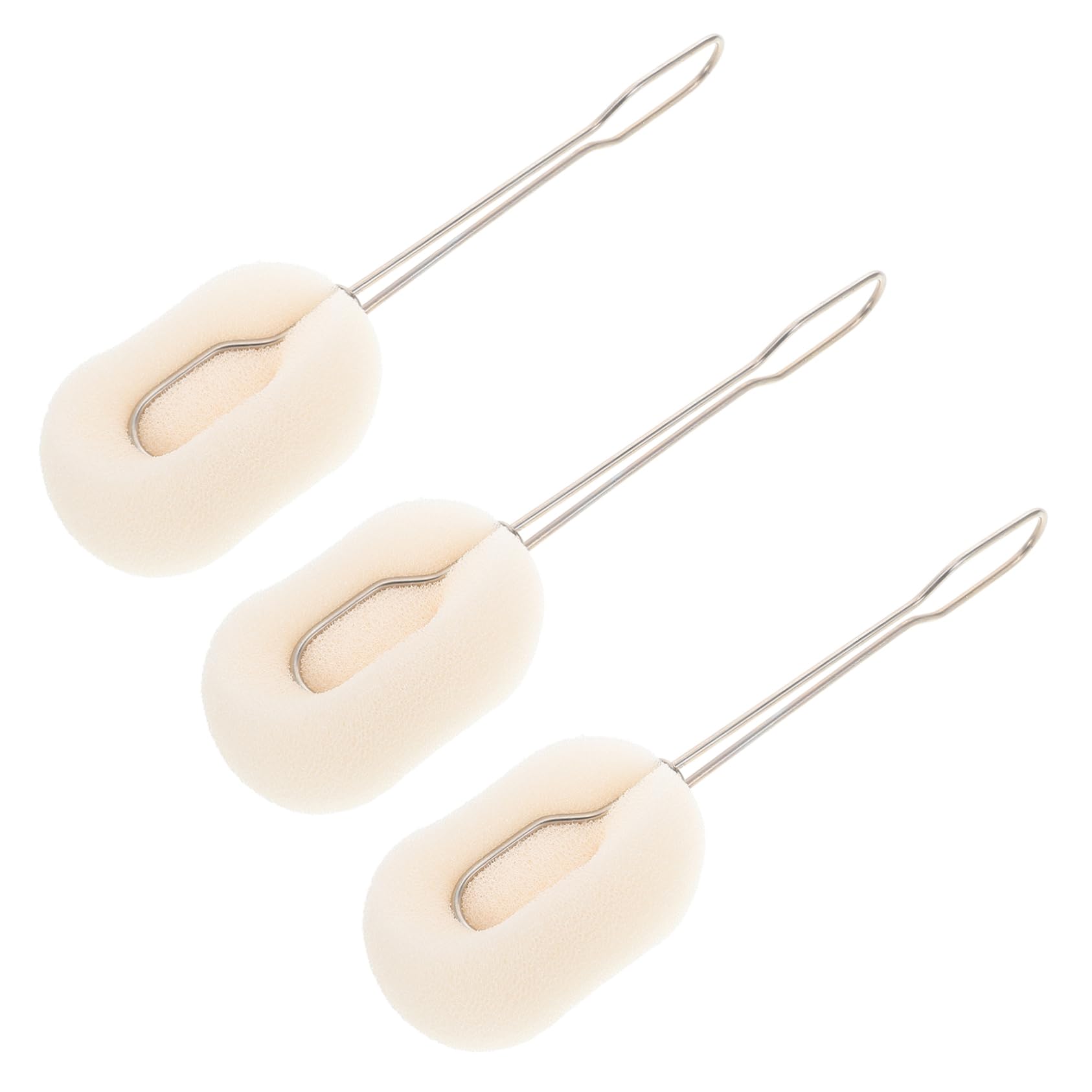 IWOWHERO 3Pcs Replaceable Cup Cleaning Brush with Long Stainless Steel Handle for Bottle and Cup Washing Soft Sponge for Delicate Surfaces for Home and Restaurant Use