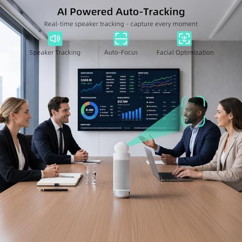 Image of KanDao Meeting S 1080P HD Conference Room Camera, AI Face Recognition and Speaker Tracking, 8 Noise Cancelling Mics, Smart Zoom, Automatic Focus, 180-Degree, Plug & Play, Compatible with Teams, Skype
