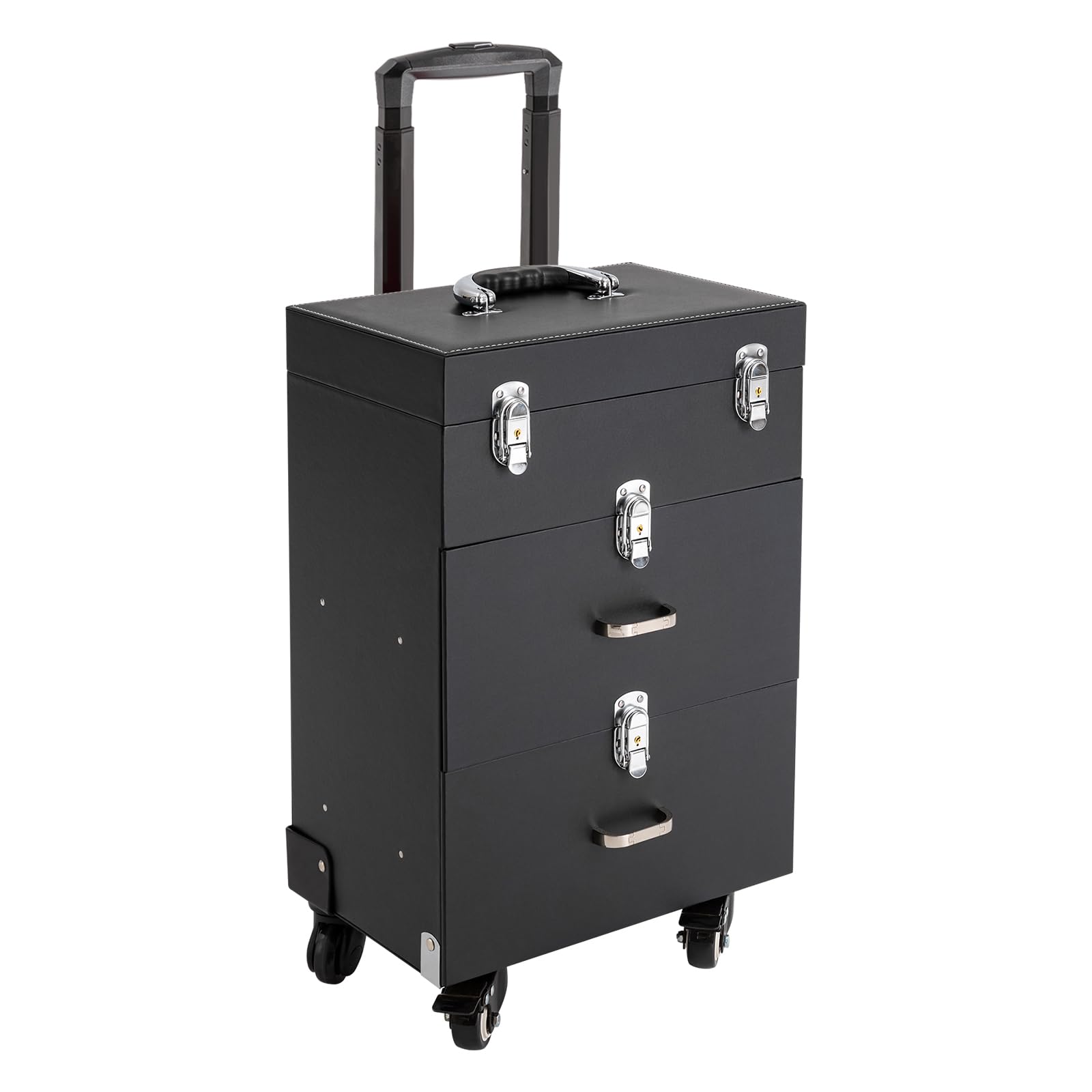 Large Capacity Rolling Cosmetic Case with Drawers, Multifunctional Beauty Salon Organizer with Wheels, Nail Tool Storage Box Train Cases with Lock,