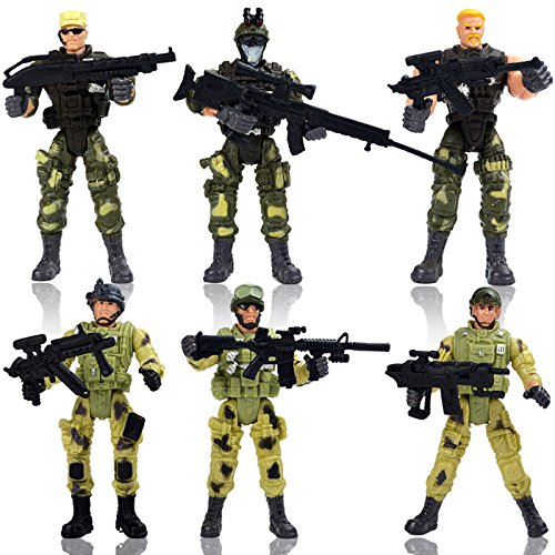 zalati Action Figures 6pcs Soldiers Toys with Removable Military Weapons Adjustable Arm Legs for Educational Toys Figures - Counter-Strike Police