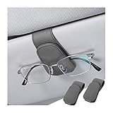 zipelo Sunglasses Holder for Car Sun Visor, 2 PCS Magnetic Leather Eyeglass Hanger, Sun Glasses Mount Clip on Visors, Ticket Card Cash Organizer, Auto Interior Accessories (Gray)