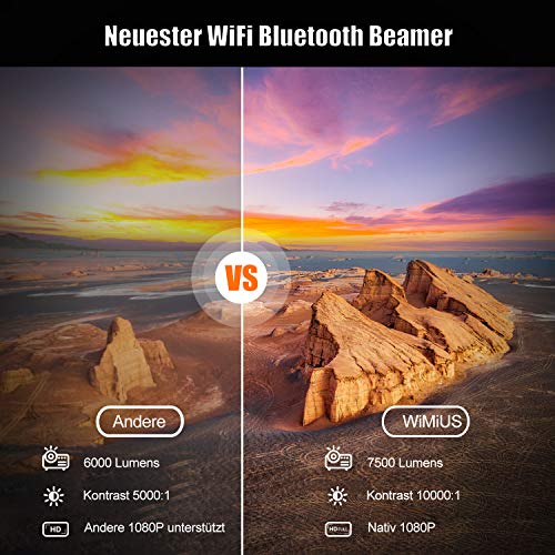 Beamer, Full HD 1080P 8500 lumen beamer 5G WiFi Bluetooth beamer ondersteuning 4K video, LED home theater video beamer… - Image 3