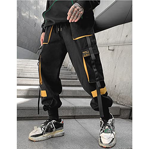 Astellarie Mens Techwear Elastic Waist Jogger Cargo Pants Streetwear Hip Hop Harem Pants with Multi Pockets2