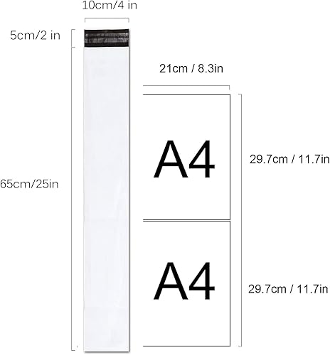 Miniatura 6 de Sobres de polietileno únicos de 12 x 33 pulgadas, paquete de 20 sobres para artículos largos, bolsas de envío de correo impermeables autoadhesivas