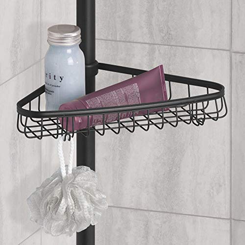 mDesign Bathroom Shower Storage Constant Tension Corner Pole Caddy Adjustable Height 4