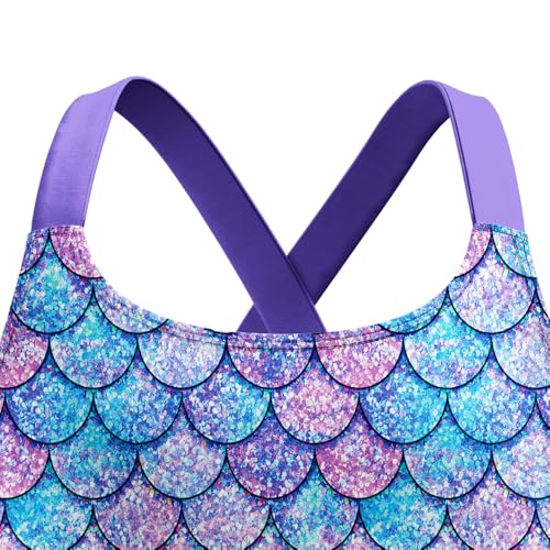 LQSZ Girls One Piece Floral Skirted Swimsuit Modest Beach Swim Dress for Kids 3-12Years3