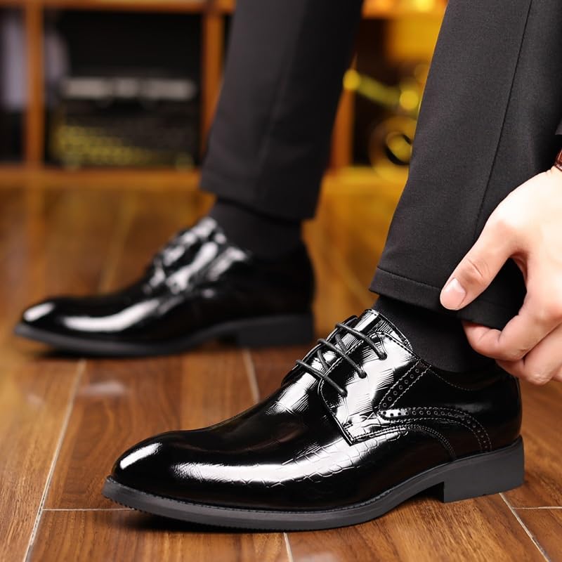 Men's Dress Shoes Formal Pointed Lace Up Casual Business Suit Tuxedo Shoes PU Leather Low Rubber Sole Oxford Shoes for Men2