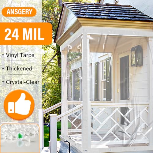 Image of 24 Mil Clear Tarps Waterproof,10x12 FT Clear Vinyl Tarp Heavy Duty PVC Tarp