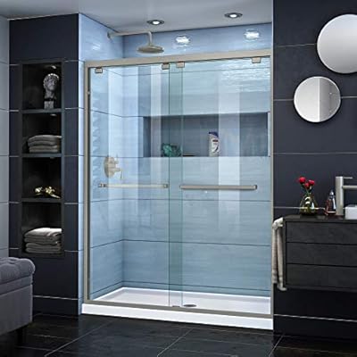 DreamLine Encore 56-60 in. W x 76 in. H Semi-Frameless Bypass Shower Door in Brushed Nickel, SHDR-1660760-04