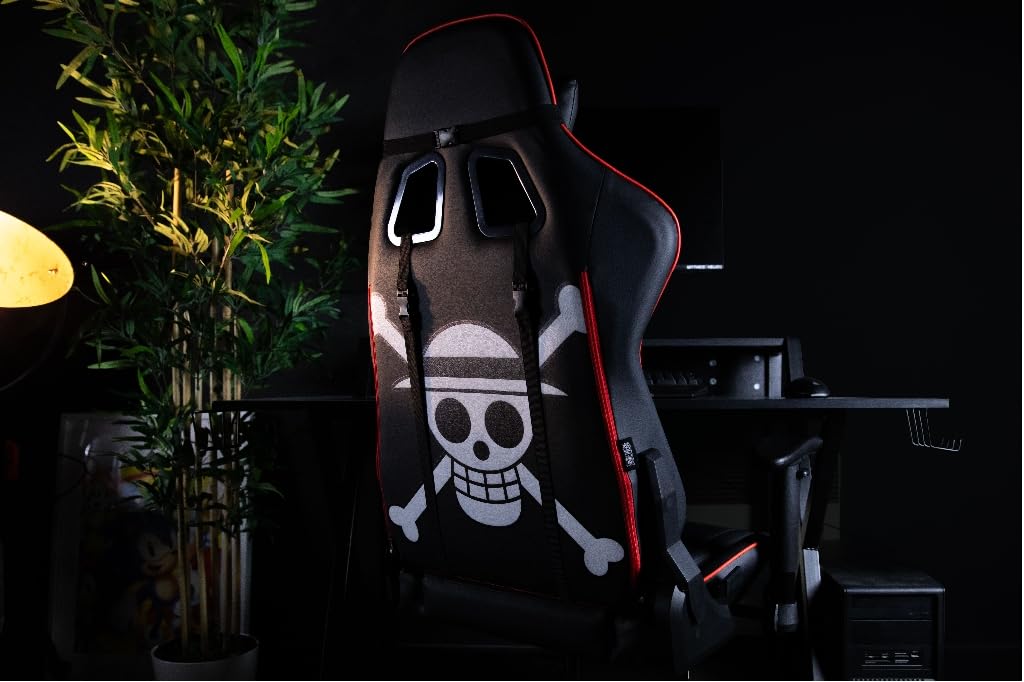 Konix One Piece Chaise de Bureau Gaming - Inclinaison siège 150° - Cuir polyuréthane - Coussin lombaires et cervicaux réglable - Appui-tête - Noir