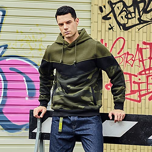 AOTORR Men’s Fleece Hoodie Pullover Casual Hooded Sweatshirt Contrast Color Top with Kanga Pocket - Image 4