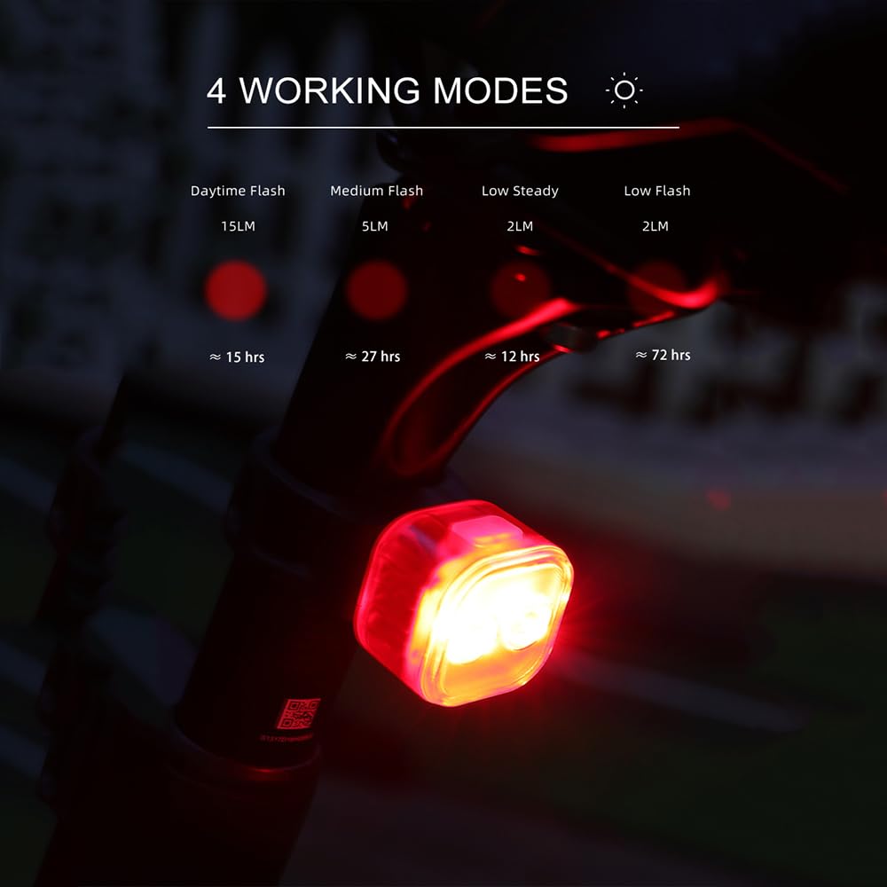 Fanale Posteriore per Bicicletta Impermeabile, Luce Posteriore a LED Ricaricabile Tramite USB, Luce di Sicurezza Posteriore, Luce di Avvertimento per Sella, Lampada per Ciclismo No