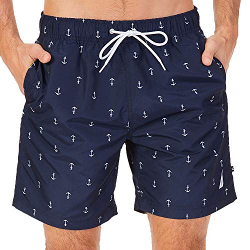 Nautica Men's Quick Dry All Over Classic Anchor Print Swim Trunk Swimwear, -navy, XX-Large