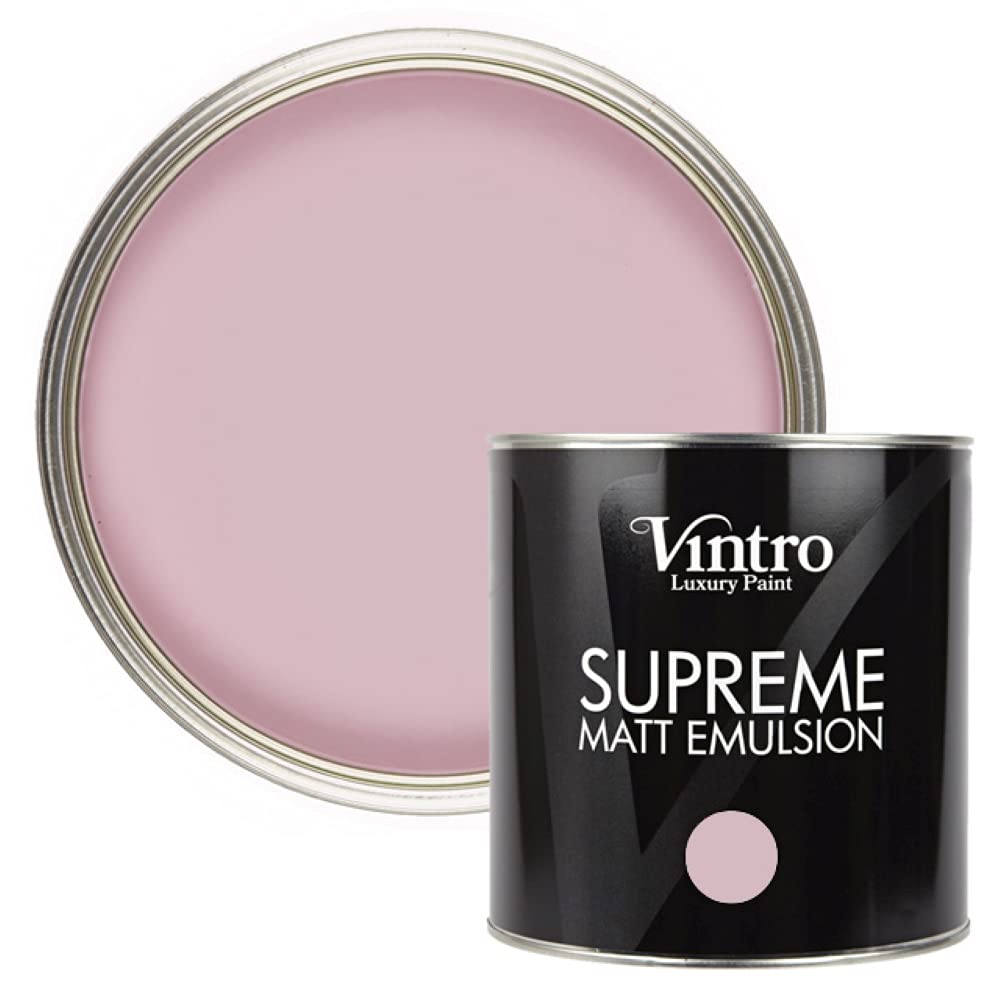 Vintro Paint Olivia (Pink) Vintro | Luxury Matt Emulsion | Pink | Smooth Chalky Finish | Multi Surface Paint | For Walls, Ceilings, Wood And Metal 2.5 Litres (Olivia)