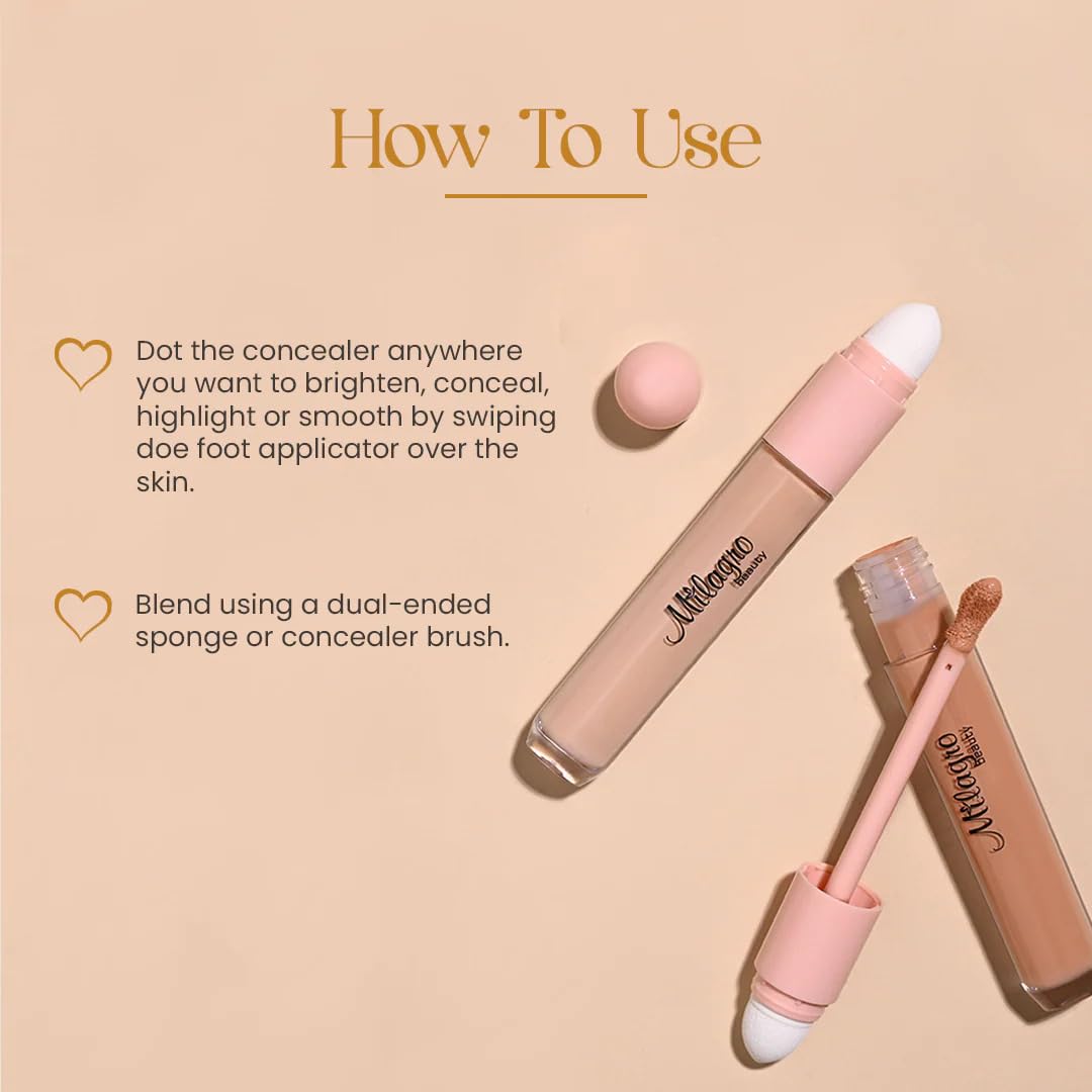Milagro Beauty Premium Wizard Concealer (6 ml) | Full Coverage, Matte & Poreless, Easily Blendable | Longlasting Creaseless Formula Covers Dark Spots | Highlighting & Contouring | All Skin Type | Cafe 3