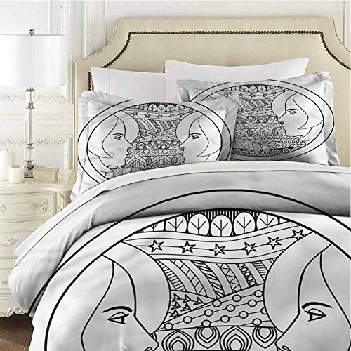 Mannwarehouse Zodiac Gemini Parure de Lit Housse de Couette Cercle Décoratif et 2 Taies d'oreiller 100% Microfibre Qualité Housse de Couette Premium 203,2 x...
