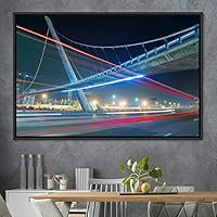 Framed Canvas Wall Art Light Exposure Colorful Industrial Lights Multicolor Neon Photography Places Portrait Realism - 16x24 inches