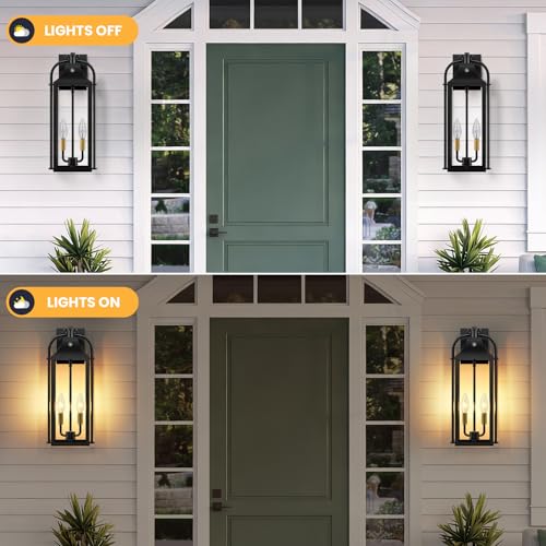 Image of 2-Light Exterior Lighting Fixtures, 2 Pack Large Dusk to Dawn Outdoor Lights, 19 inch Waterproof Anti-Rust Aluminum Wall Scones, Outside Lights for House, Outdoor Wall Light for Porch, Garage