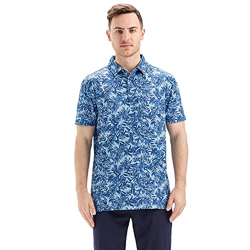 Image of Golf Shirts for Men Dry Fit Short Sleeve Print Performance Moisture Wicking Polo Shirt
