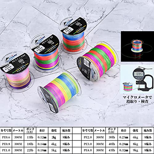 ZJIANCpeライン peライン 0.6号 300m 8本編みPEライン マルチカラー5色 10メートル1色 高強度 高感度 アジングライン メバリング釣り トラウト釣り ちょい投げ釣り 釣り糸 pe0.6 釣りラインカット専用ハサミ付け 14枚目
