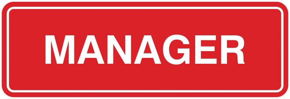 Standard Manager Door/Wall Sign -Red - Medium