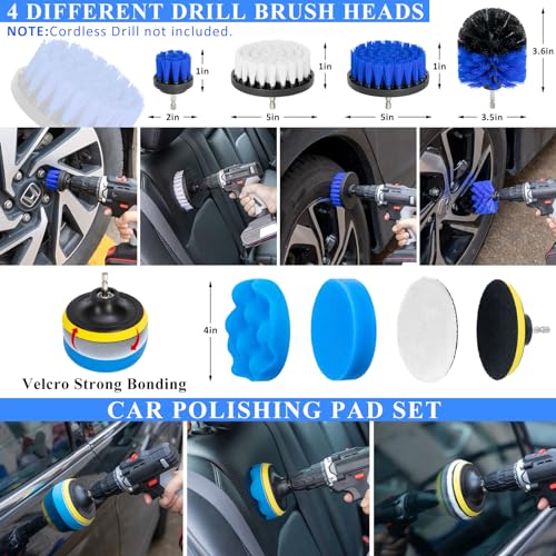 Image of 38Pcs Car Wash Detailing Kit Cleaning Kits with Foam Gun Sprayer Collapsible Bucket Drill Brush Large Wash Mitt Towels Complete Interior Exterior Car Washing Supply Set Blue