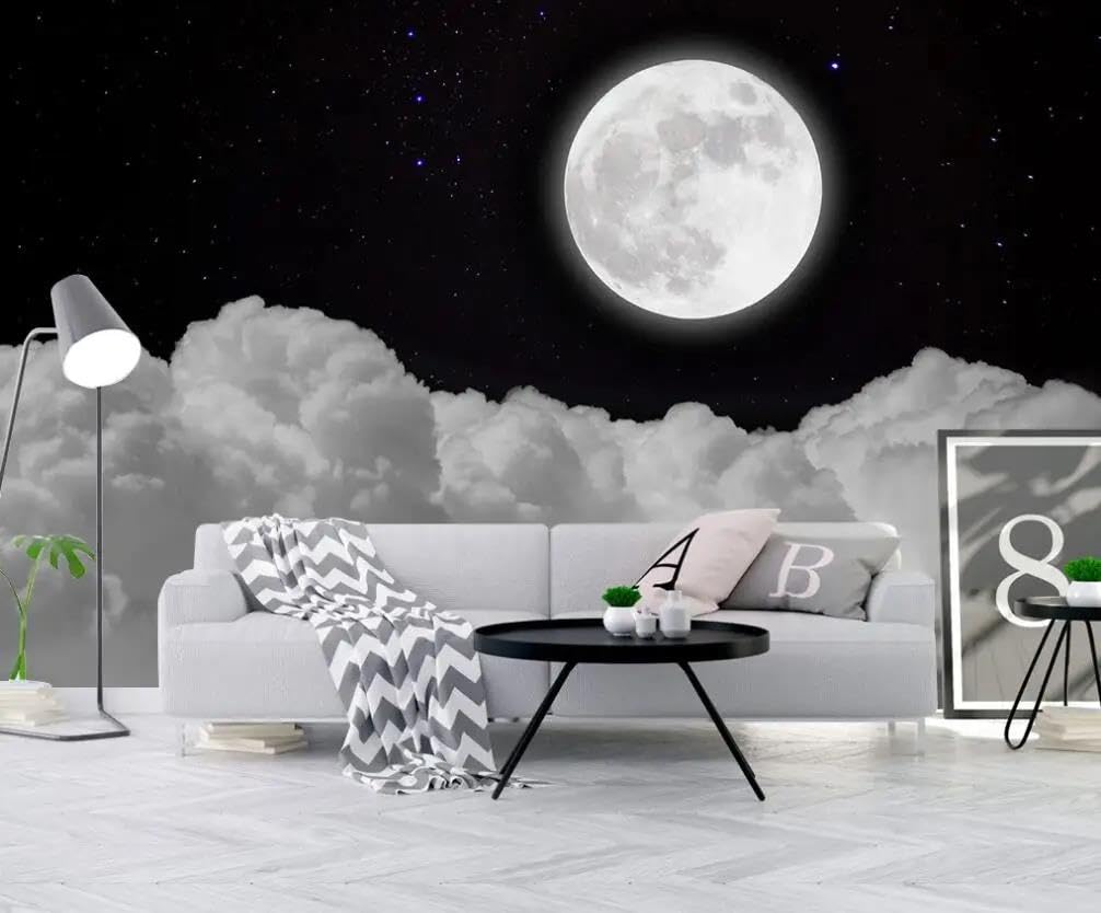 Papier peint mural 3D lune ILIYA en tissu non tissé pour decoration salon