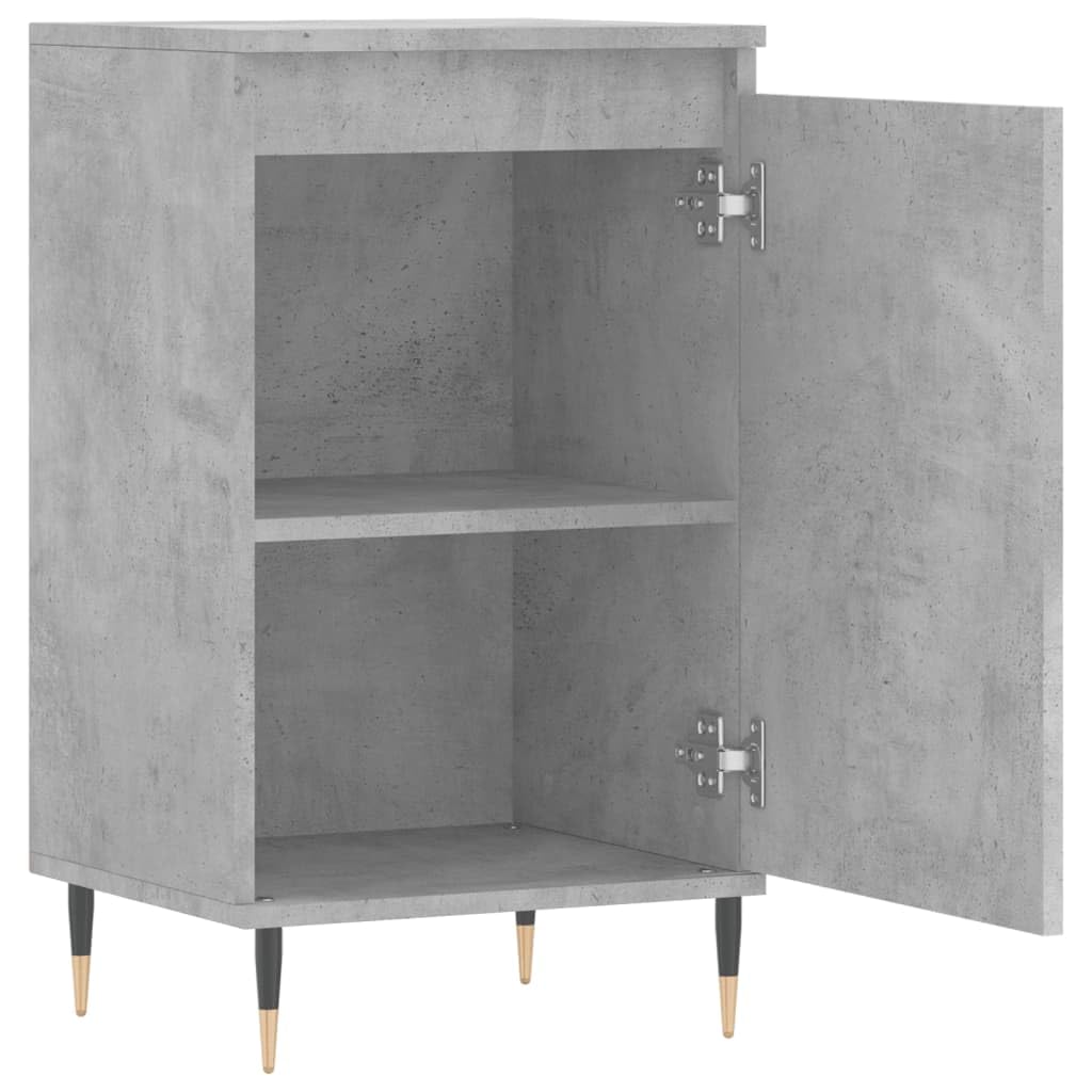 Madera de ingeniería resistente a la humedad con 2 compartimentos estilo | Aparadores 2 uds madera ingeniería gris hormigón 40x35x70 cm armario almacenaje con puerta y patas metal moderno