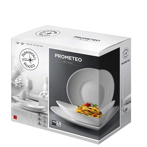 cosedacasa Servizio Piatti da tavola da 6 o 12 Persone da 18 o 36 Pezzi Bormioli prometeo-18 Pezzi