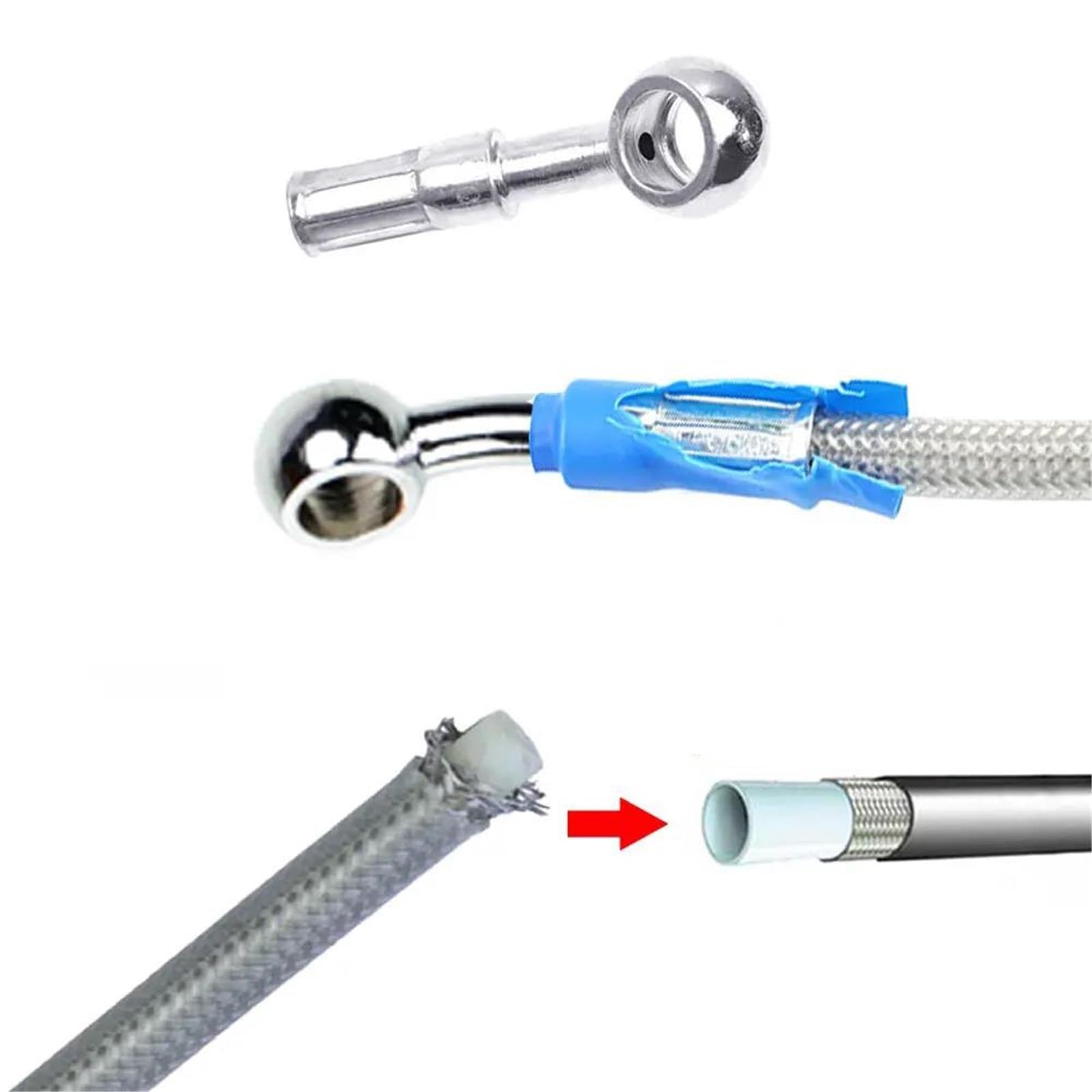 Flexible Frein hydraulique pour Suzuki pour Kawasaki pour Y-AMAHA Durite De Frein Hydraulique pour Moto (400 Mm - 2200 Mm), Raccord Banjo 10 À 28°, Flexible Tressé(150cm)