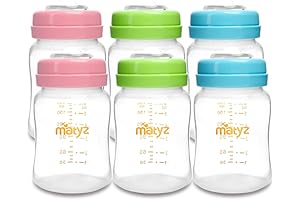 6-PACK Breast Milk Storage Bottles (6oz, 3 Colors)