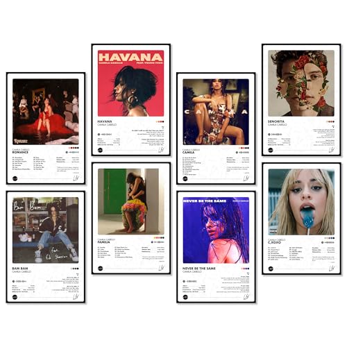Image of Thepaper9store Pack of 8 - Camila Cabello Music Album Art Wall Posters (8.4 x 12 Inch) Adhesive Tape Included | Aesthetic Wall Decor for Bedroom, Living Room, Office