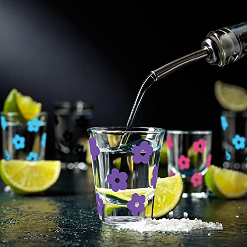 Roshtia YOU-ROSHTIA-365 6 Pcs 1.5 Oz Cute Shot Glasses Bulk Daisy Shot Glasses Tequila Shot Glasses Flower Shot Glass Heavy Base Glass Shot Cups thumb #2