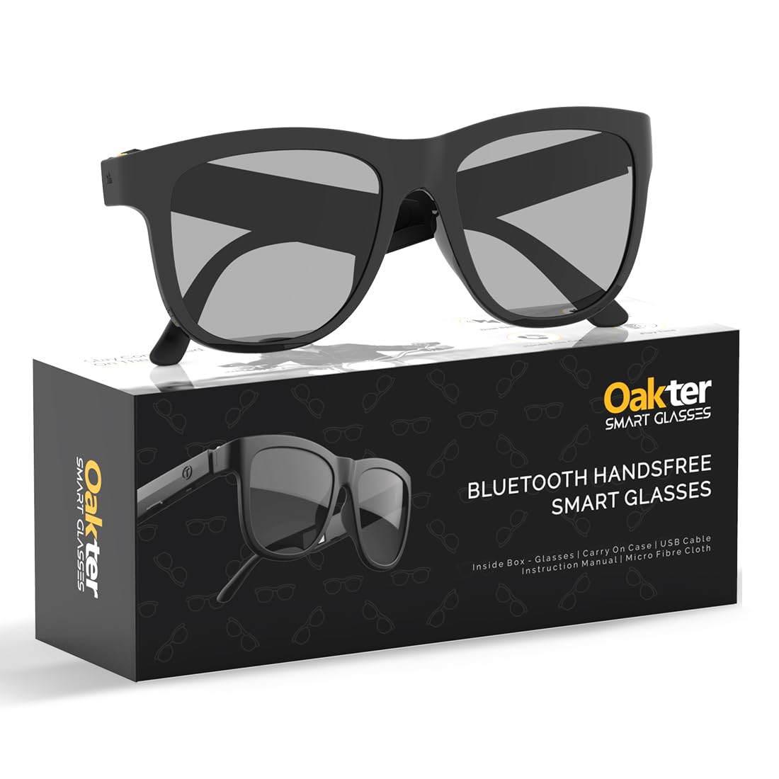Smart Glasses with Wireless Bluetooth | Hands-Free Calling | Open Ear Music | Sport Headset | Intelligent Eyewear | Connect with Mobile/Tablet | Circular Frame | Black (Circular Frame)