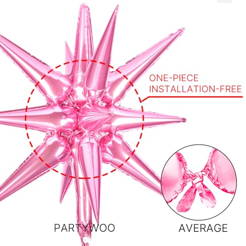 Image of PartyWoo Pearl Pink Star Spike Balloons 10pcs Explosion Foil Mylar Balloons