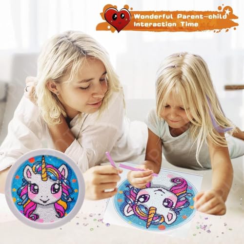 Image of PLUSPOINT 5D Diamond Gem Kits for Kids with Frame Diamond Arts and Crafts for Kids Ages 6 8 10 12 Gem Art Painting Kit Unicorn Crafts Unicorn Diamond Painting Kits for Girls
