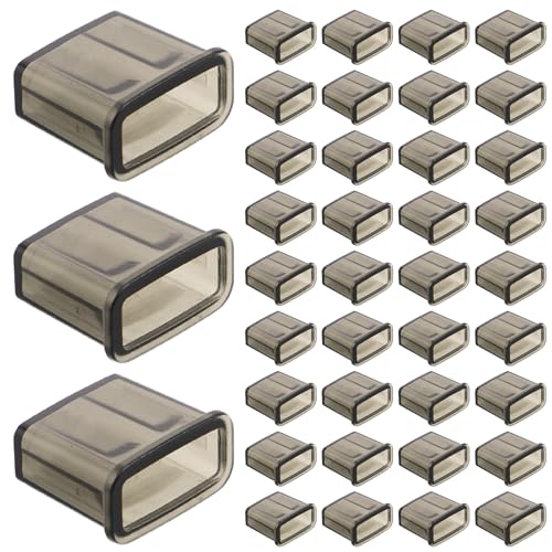 Fundas protectoras para puertos USB BUGUUYO contra el polvo en cables de carga negros