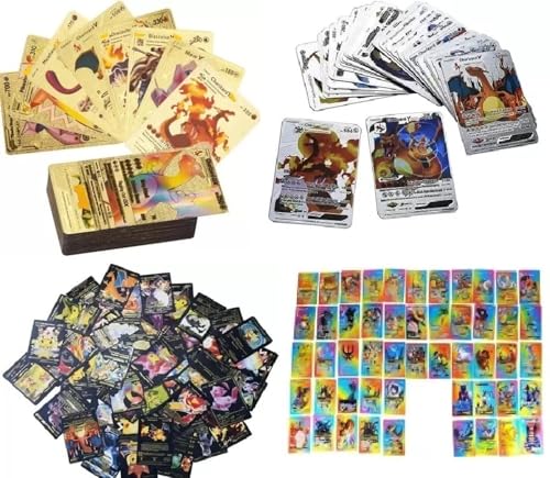 Image of Pokemon Cards Pack 40 Pcs Playing Card Game for Kids | All Rare Series V Max GX High HP Collection | 10 Gold 10 Silver 10 Black 10 Rainbow Special Edition Set | Trading Card Set (40 Pcs Card)