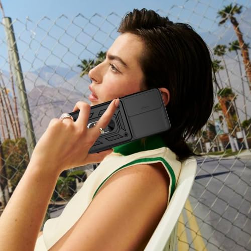 Image of A rtistque Armor Bumper Back Case Cover for Motorola Moto G37 Power 5G | Ring Holder & Inbuilt Stand | Sliding Camera Cover | Shockproof Protective Design | G37 Power Back Cover - Black