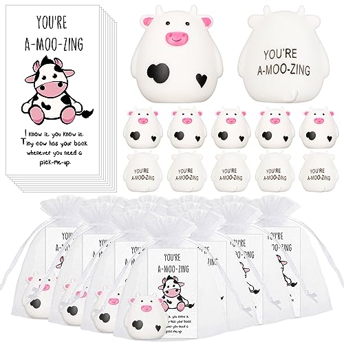 Cholemy 30 Sets Employee Appreciation Gift Include Cow Bath Toy Inspirational You're A-moo-zing Card Bag End of The School Year Gifts for Student Teacher Coworker Farm Animal Cow Party Baby Shower