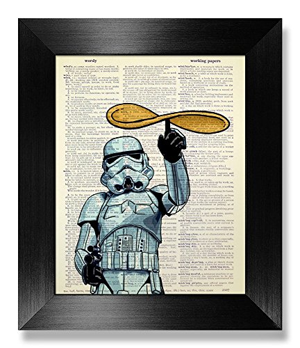 Star Wars Gift for Man Poster, Stormtrooper Spinning Pizza, Kitchen Wall Art Print, Food Diner Wall Decor, Funny Kitchen Gift for Woman, Unique Movie Poster, Dictionary Art Print