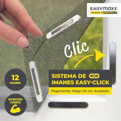 Miniatura 2 de EASYmaxx Mosquitera para ventanas con Magic Click | Cortada a medida para todas las ventanas de hasta 150 x 130 cm | Fácil instalación con 12 imanes - sin taladrar ni atornillar [2 Piezas]
