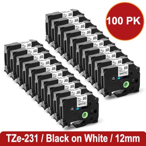 TZ �z���C�g�e�[�v 1-100PK 231 12mm TZ-�z���C�g�e�[�v TZ 231 TZ231 TZ221 TZ 211 ���n�ɍ��̃��~�l�[�g���x�� PT ���x�����[�J�[�ƌ݊�������(100PCS)