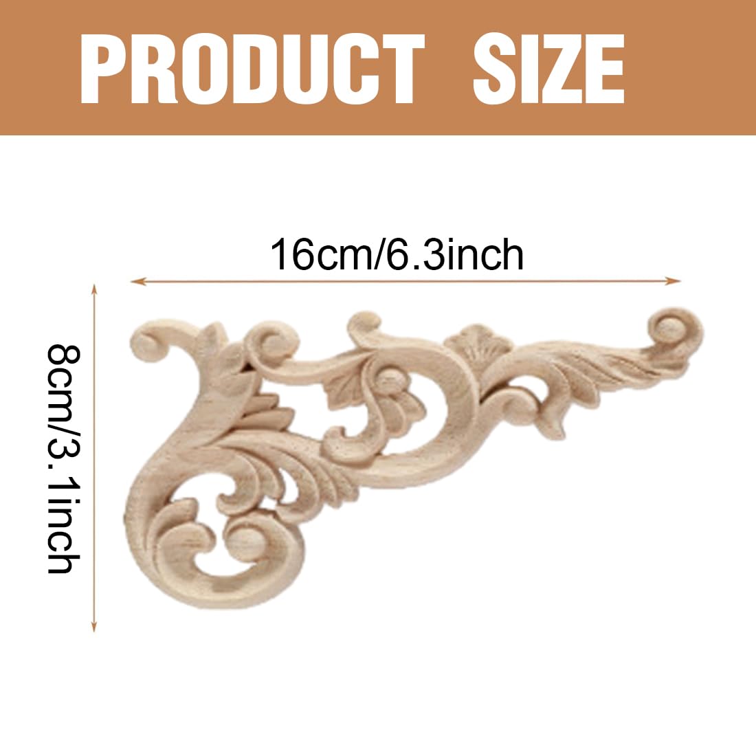8 Appliques Bois Sculpté Rose KSJEHW - 8x8cm - Style 3 - Décor Meuble, Porte, Armoire