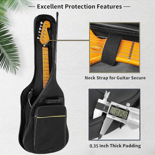 Image of Nylon, Backpacks 39 Inch Electric Guitar Bag Soft Guitar Case, 0.27 Inch Thick Padded Electric Guitar Gig Bag Waterproof Guitar Backpack With Pockets (Black)