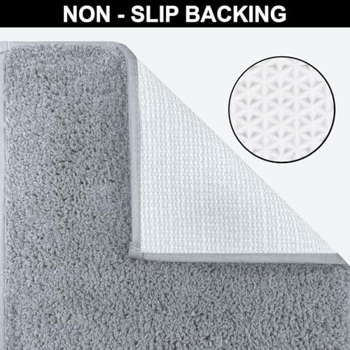 Image of Luxe Home Colosseum Bath Mat 100% Cotton (40x60 cm) Super Soft Non-Slip Bathroom Mat for Bedroom Door (Silver) Pack of 1