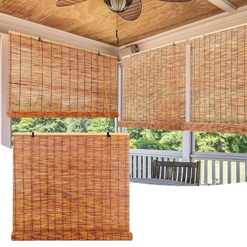Natural Bamboo Roller Shades 50cm 60cm 70cm 90cm 100cm 120cm 150cm Wide, Light Filtering Reed Curtains, Hand Woven Bamboo Blinds, Sun Protection And Heat Insulation