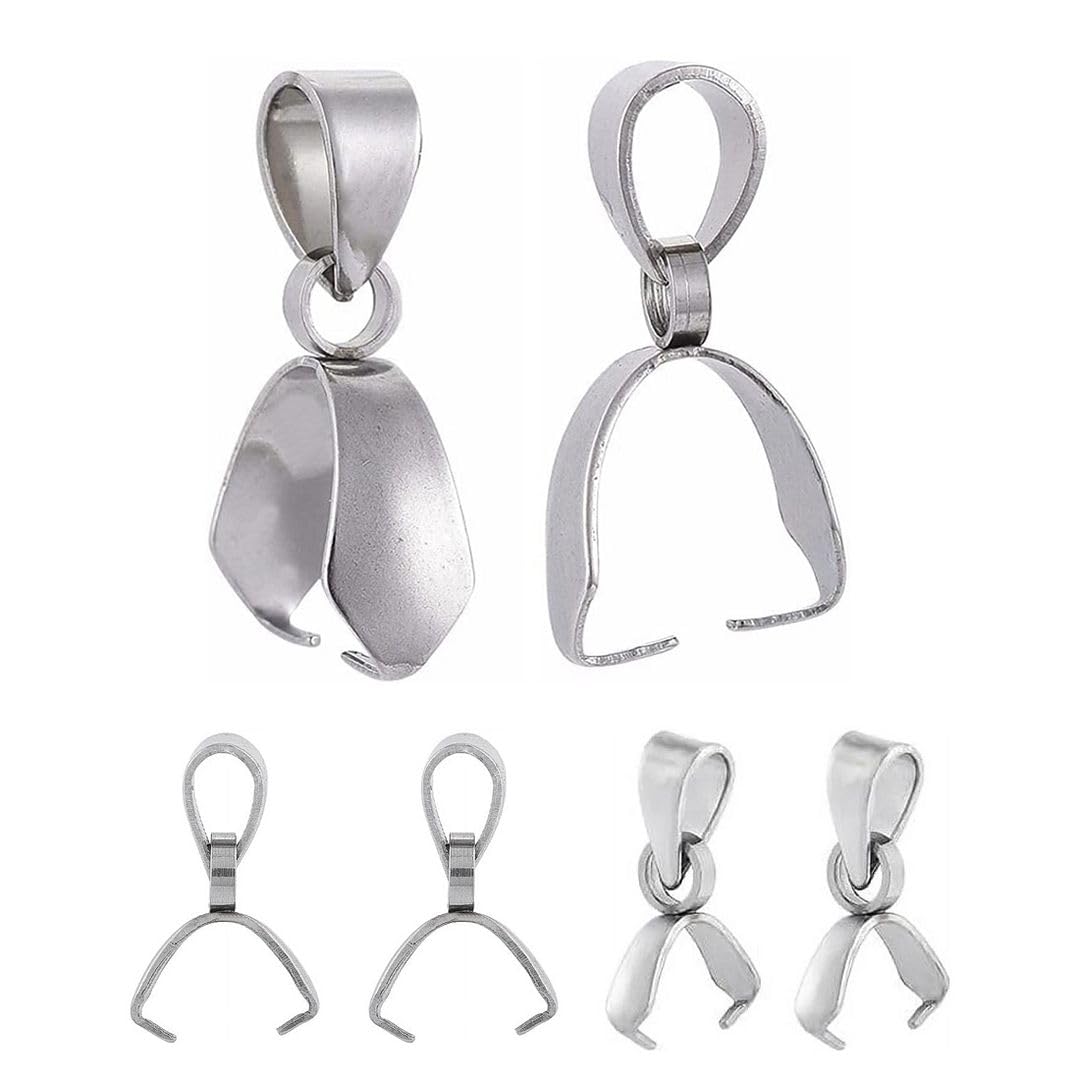 100pcs Adabele 304 Grade Stainless Steel Surgical 16mm Pendant Clasp Pinch Bail Clip Connector for DIY Craft Jewelry Making SJF69-2